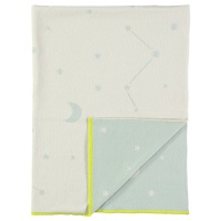 Blue and Cream Stars and Moon Organic Cotton Blanket Meri Meri